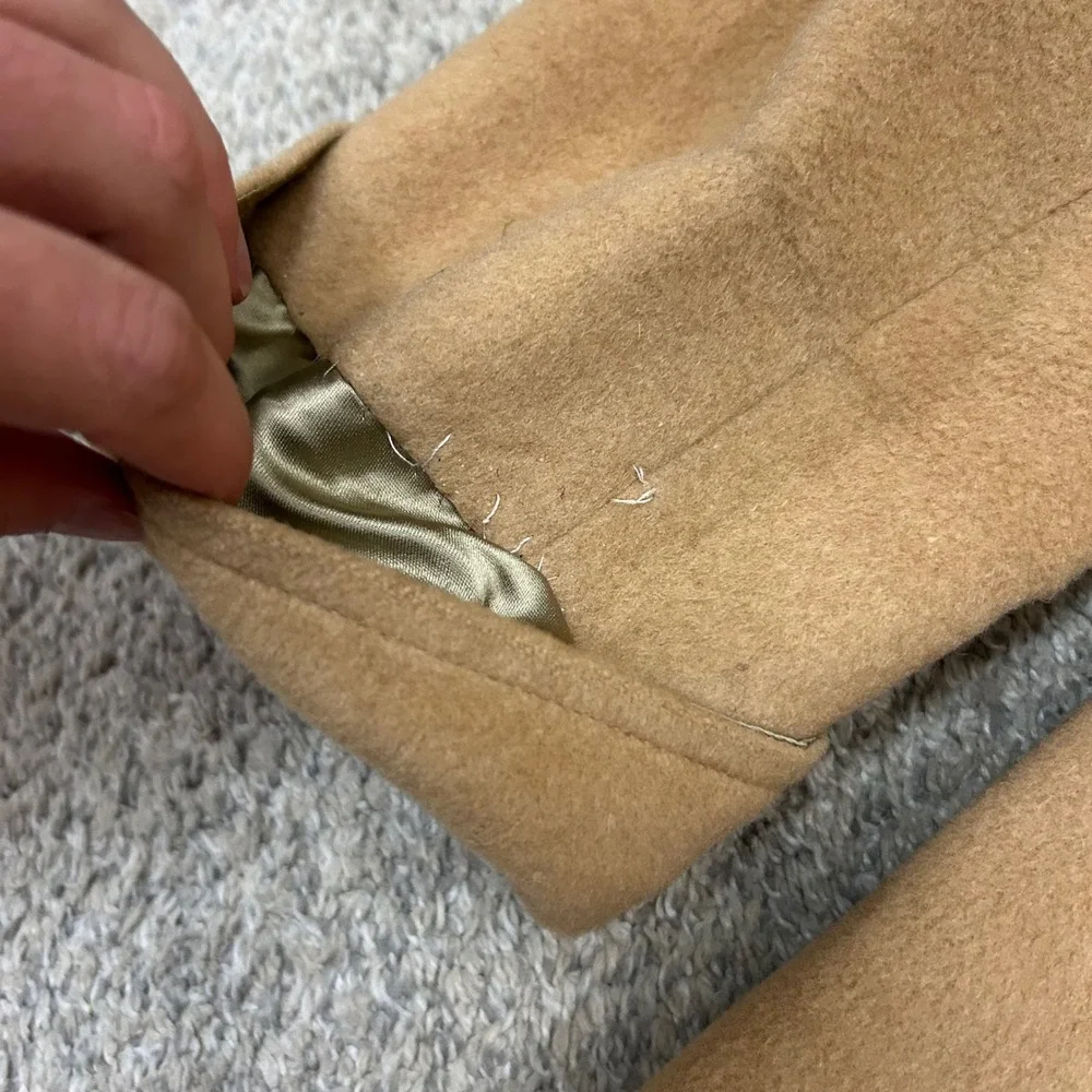 Brooks Brothers Overcoat 40R Tan Camel Hair Double Breasted Polo Coat Vintage - Picture 10 of 16